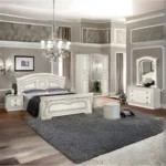 High Gloss Lacquer Aida Bedroom Set, White Silver, Camelgroup Italy