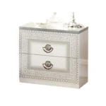 High Gloss Lacquer Aida White-Silver Nightstand By ESF Furniture