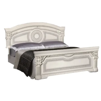 High Gloss Lacquer Aida Bed White Silver