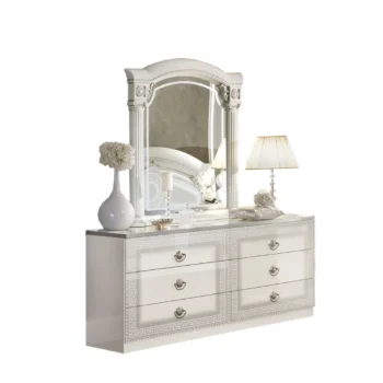 High Gloss Lacquer Aida White Silver Dresser