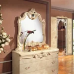 High Gloss Lacquer Barocco Dresser Ivory