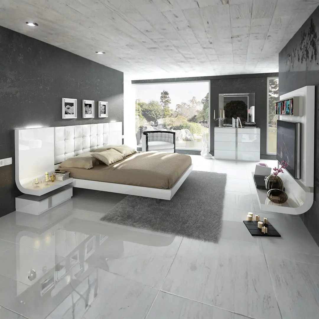Granada White Bed Room Set By Esf Furniture | Mobilia Cleopatra 3 White Bed Room