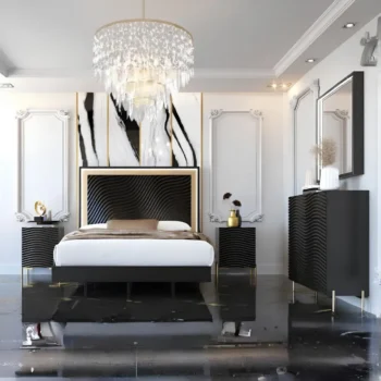 Shiny Wave Bedroom Dark Grey Set