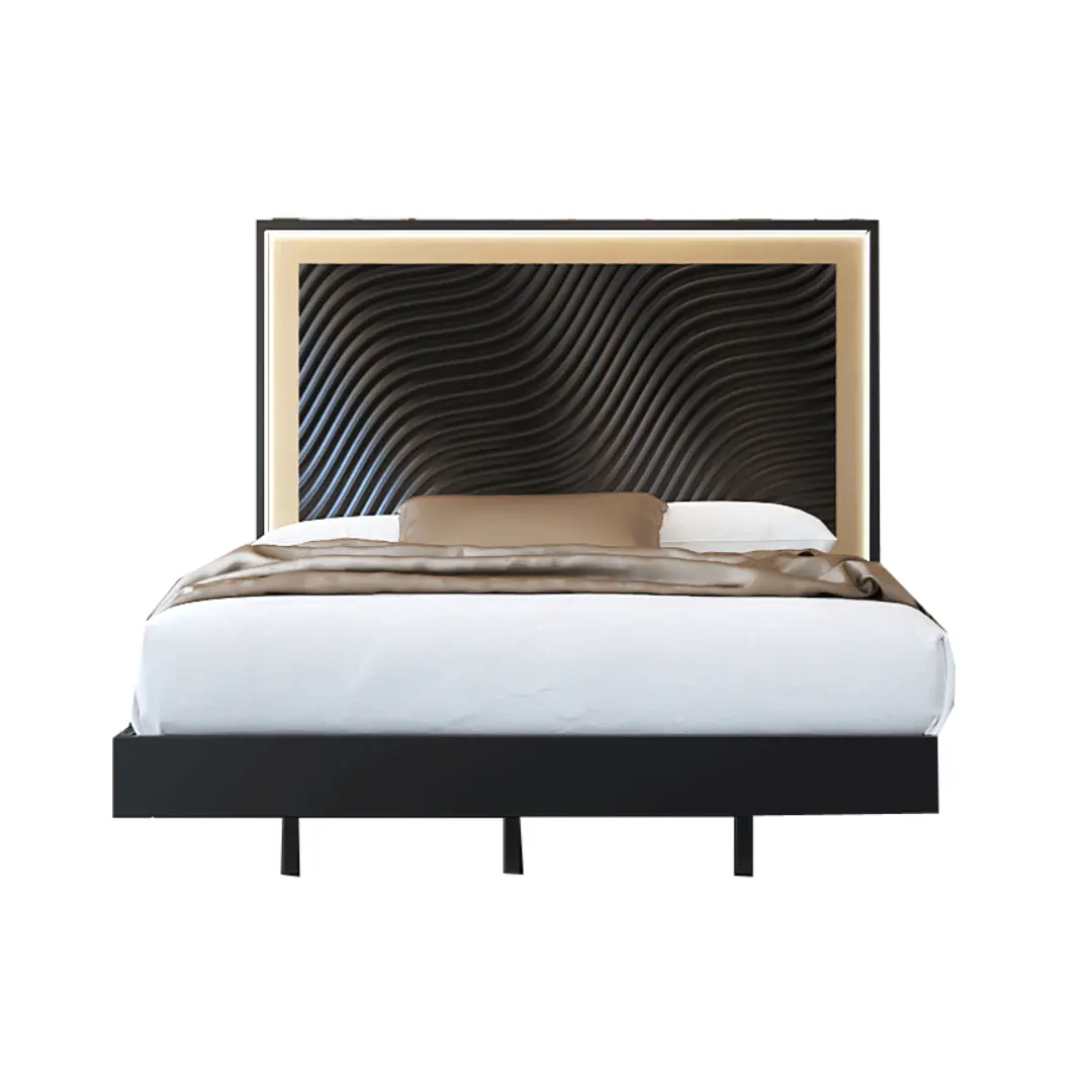 Wave Bed Dark Grey By Esf Furniture | Mobilia Cleopatra 3 Wave Bed Dark Grey