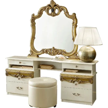 Mat, Shiny Barocco IvoryGold Vanity Dresser