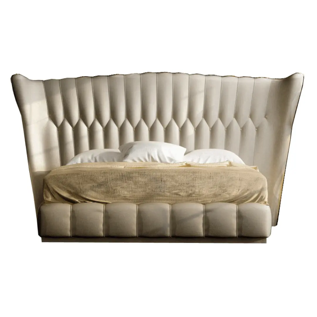 White High Gloss Bed Velvet By Esf Furniture | Mobilia Cleopatra 3 White High Gloss Bed