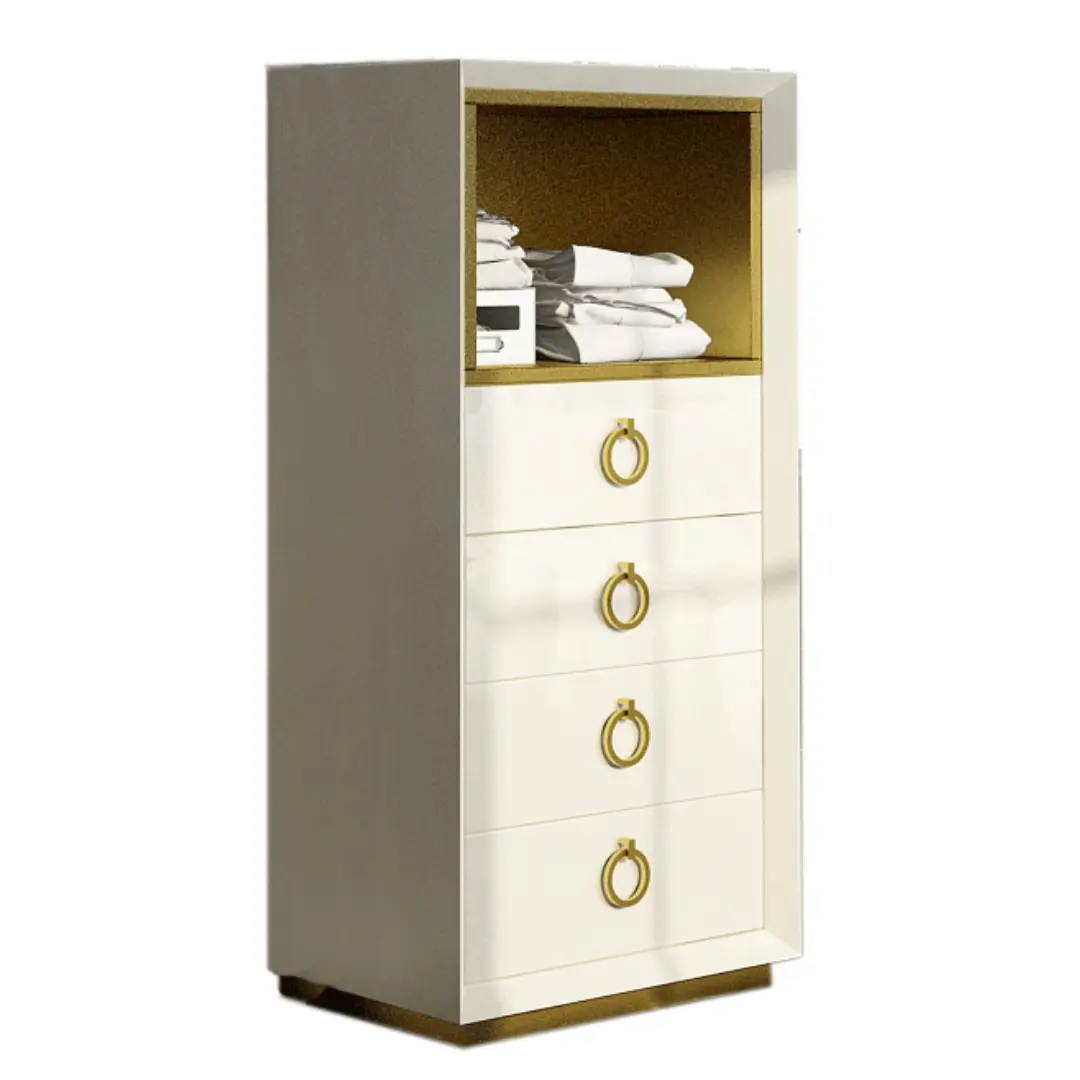 High Gloss Lacquer Velvet Chest/Dresser/Mirror By Esf Furniture | Mobilia Cleopatra 3 High Gloss Lacquer Velvet Chest/Dresser/Mirror