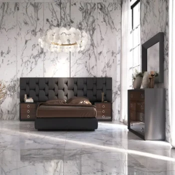 High Gloss Lacquer, Mat Emporio Black Bedroom Set