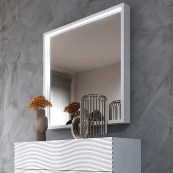 Wave White Mirror for Single Dresser