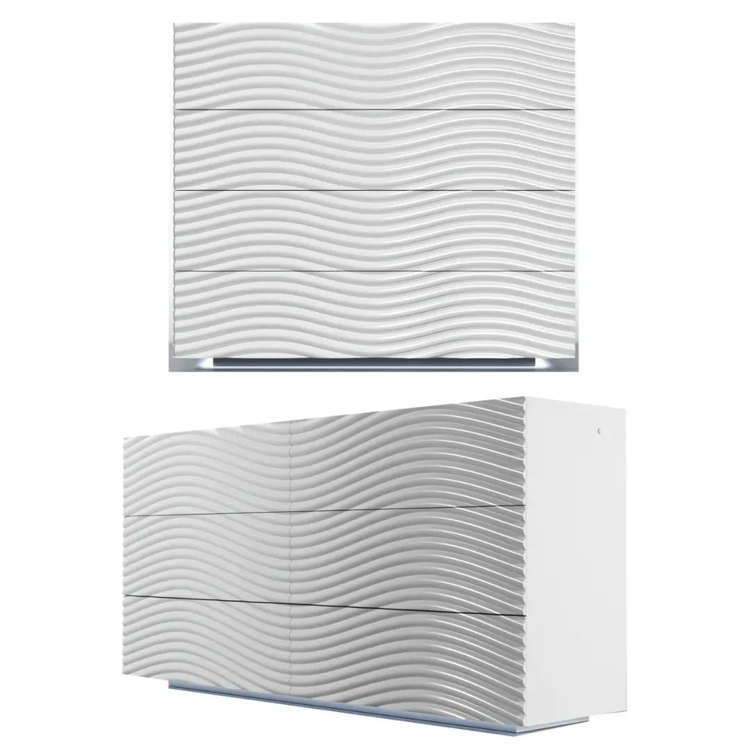 Wave Dressers / Mirrors White By Esf Furniture | Mobilia Cleopatra 3 Wave Dressers / Mirrors White