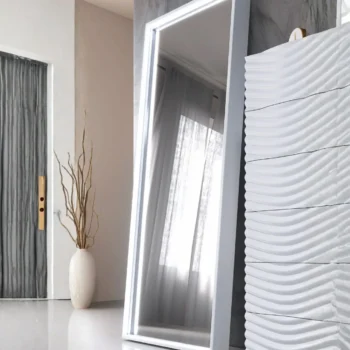 Wave White Mirror for Double Dresser