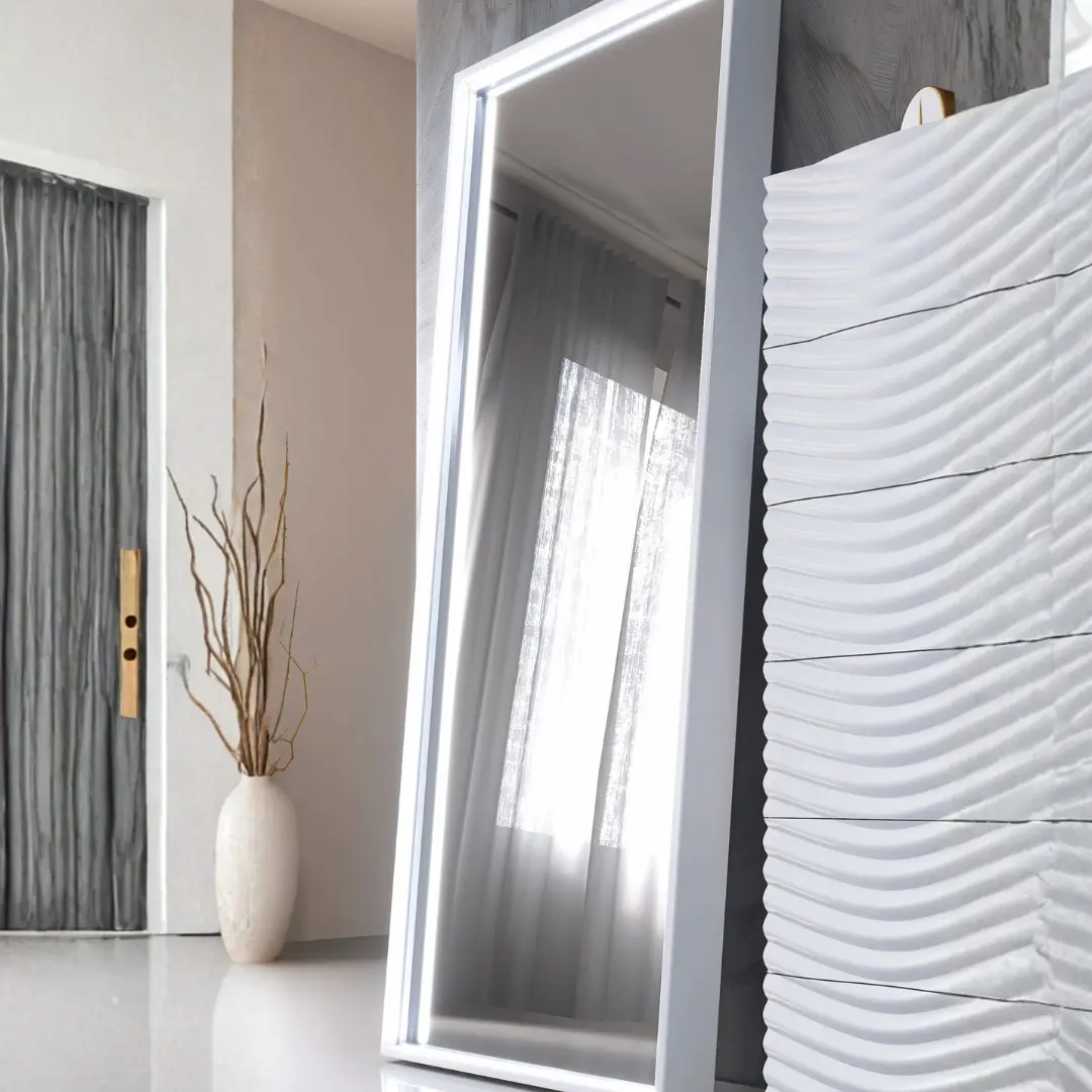 Wave White Mirror For Double Dresser By Esf Furniture | Mobilia Cleopatra 3 Wave White Mirror for Double Dresser