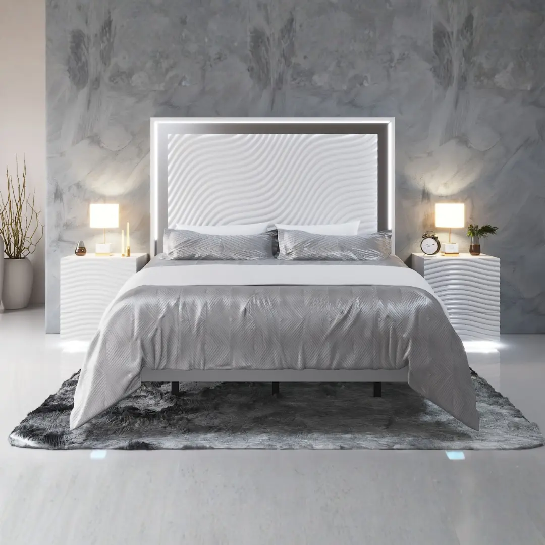 Wave White Bed By Esf Furniture | Mobilia Cleopatra 3 Wave White Bed