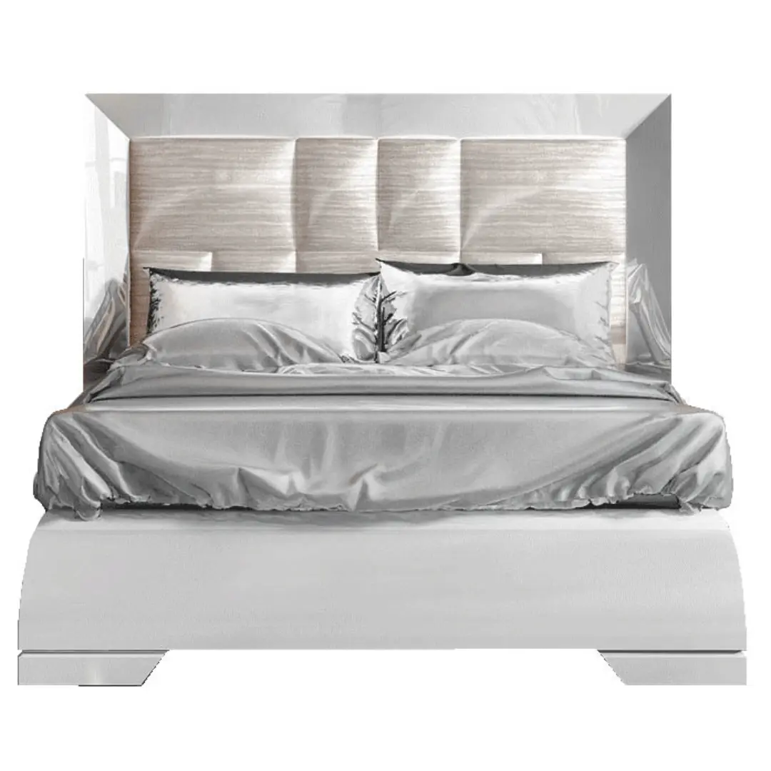 High Gloss Lacquer, Mat Carmen Bed White By Esf Furniture | Mobilia Cleopatra 3 High Gloss Lacquer, Mat Carmen Bed White