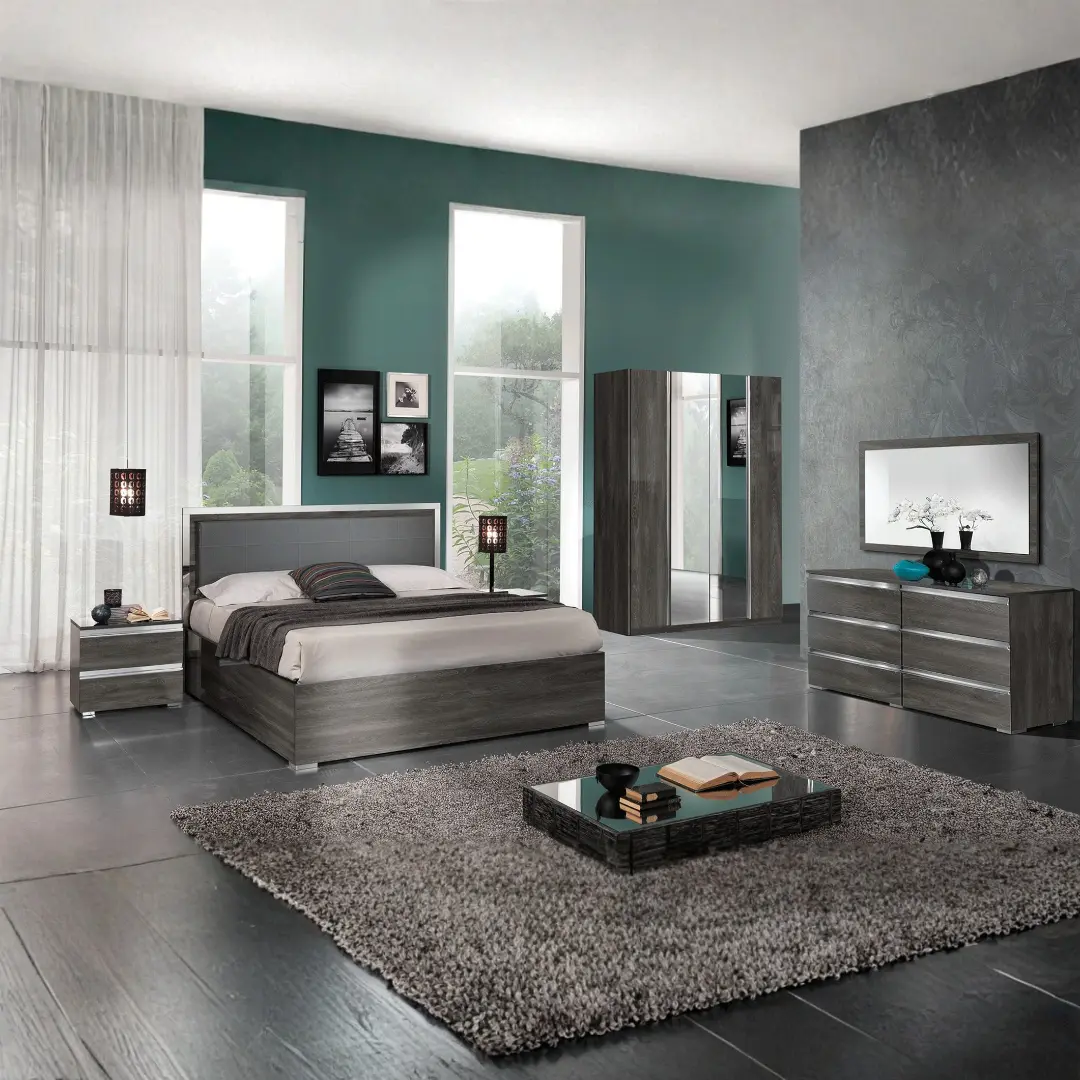 High Gloss Lacquer Oxford Bedroom Set By Esf Furniture | Mobilia Cleopatra 3 High Gloss Lacquer Oxford Bedroom Set