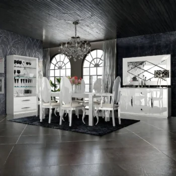 High Gloss Lacquer Mat Carmen White Dining Room Set