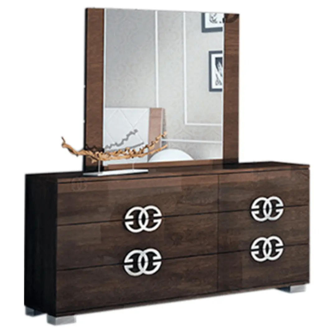 High Gloss Lacquer Prestige Dresser/Chest/Mirror By Esf Furniture | Mobilia Cleopatra 3 High Gloss Lacquer Prestige Dresser/Chest/Mirror