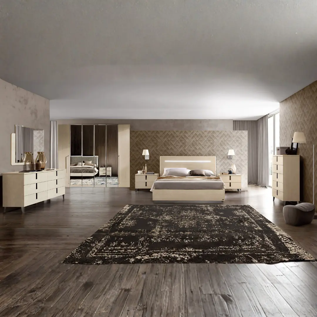 High Gloss Bedroom Set Lacquer Ambra By Esf Furniture | Mobilia Cleopatra 3 High Gloss Bedroom Set