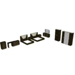 High Gloss Lacquer, Mat Smart Bedroom Walnut Set
