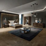 High Gloss Lacquer, Mat Smart Bedroom Walnut Set