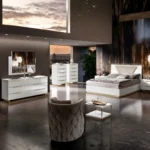 High Gloss Lacquer, Mat Smart Bedroom White Set