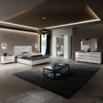 High Gloss Lacquer, Mat Smart Bedroom White Set