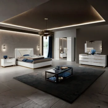 High Gloss Lacquer, Mat Smart Bedroom White Set