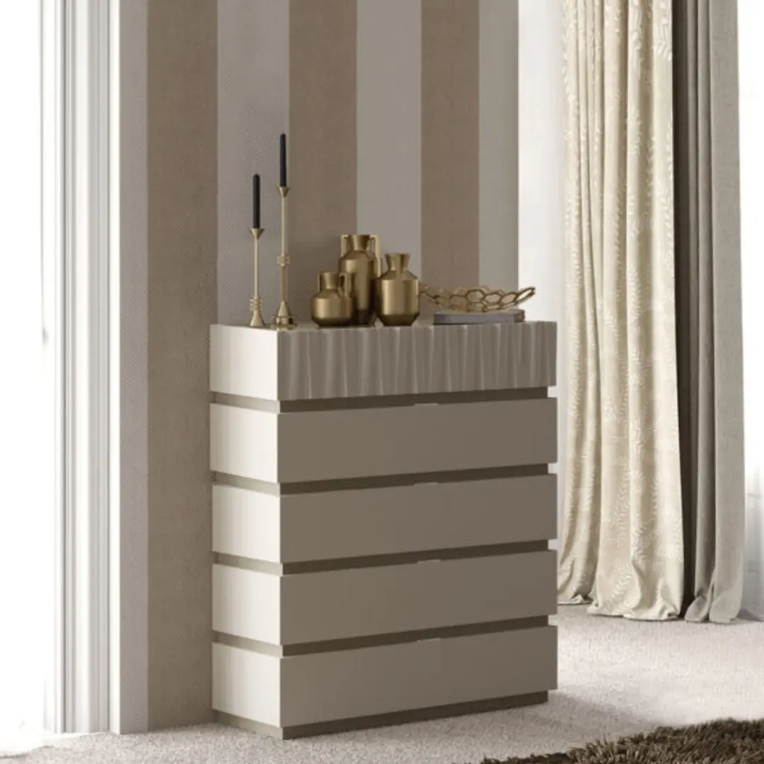 Mat, Shiny Marina Chest Taupe By Esf Furniture | Mobilia Cleopatra 3 Mat Marina Taupe Bedroom Set