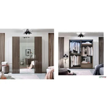 High Gloss Lacquer Platinum Drop Bedroom Set Silver Birch