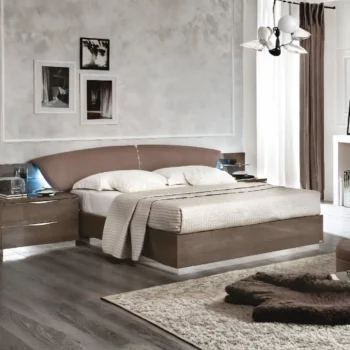 High Gloss Lacquer Platinum Drop Bedroom Set Silver Birch