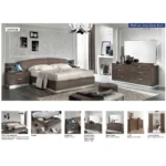 High Gloss Lacquer Platinum Drop Bedroom Set Silver Birch