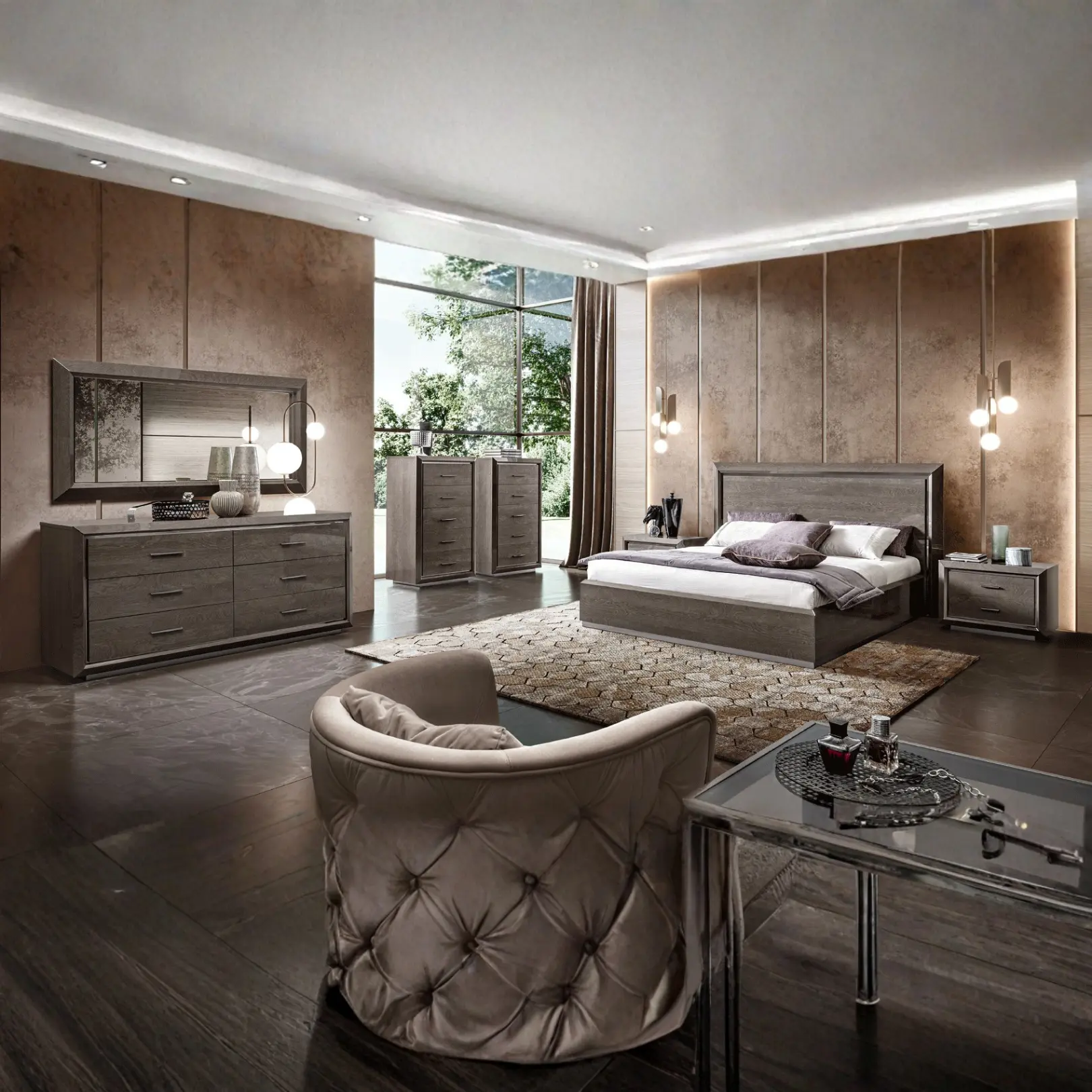 High Gloss Lacquer Elite Night “Legno” Bedroom Set Additional Items By Esf Furniture | Mobilia Cleopatra 3 High Gloss Lacquer Elite Night "LEGNO" Bedroom Set Additional Items