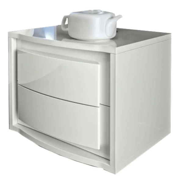 High Gloss Lacquer Dama Bianca Nightstand By ESF Furniture - Image 2