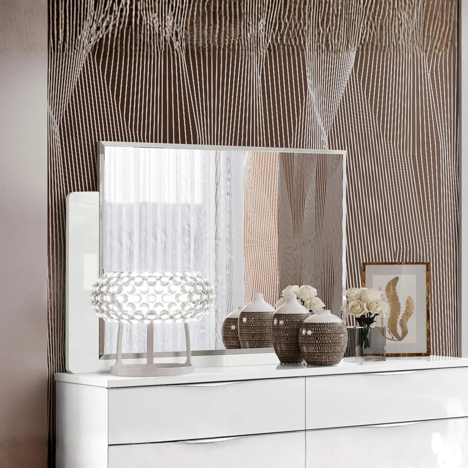Onda/ Dama Bianca/ Roma Mirror By Esf Furniture | Mobilia Cleopatra 3 Onda/ Dama Bianca/ Roma Mirror