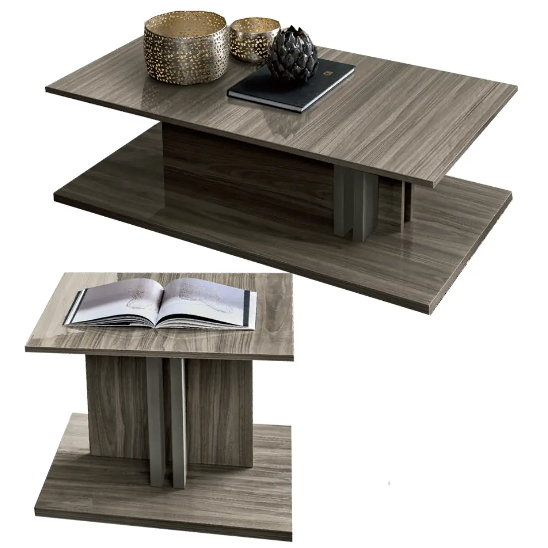 Shiny Volare Coffee Table And End Table Grey By Esf Furniture | Mobilia Cleopatra 3 Shiny Volare Coffee table and End table Grey
