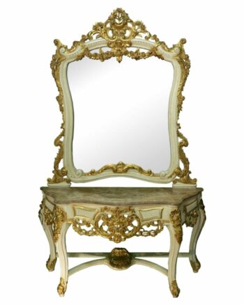 Handmade Gold & White Console Table With Mirror |