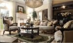 Black Enamel & Gold Finish Victorian Traditional 3PC Sofa Set HD-551 By Homey Design