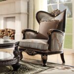Black Enamel & Gold Finish Victorian Traditional 3PC Sofa Set HD-551 By Homey Design - Image 2