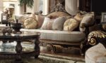 Black Enamel & Gold Finish Victorian Traditional 3PC Sofa Set HD-551 By Homey Design - Image 3