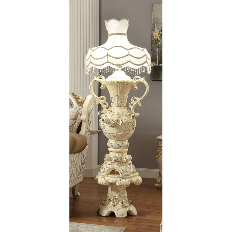 White & Gold Finish Hd-1182 – 40″Lamp By Homey Design | Mobilia Cleopatra 3 White & Gold Finish HD-1182 - 40"Lamp By Homey Design - Image 1