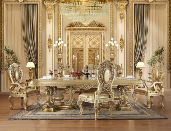 Metallic Bright Gold 7PCs Dining Table Set HD-8016 By Homey Design - Image 4