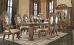 Gold & Brown Victorian 7PCs Dining Table Set HD-8018 By Homey Design