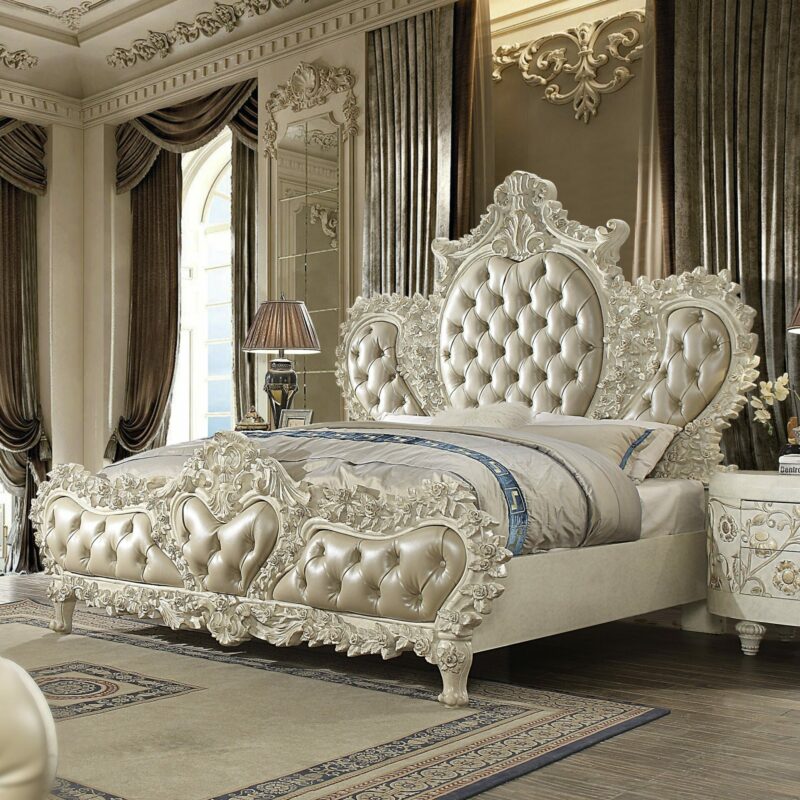Plantation Cove White Eastern King Bed Hd-8030 By Homey Design | Mobilia Cleopatra 3 Plantation Cove White Eastern King Bed HD-8030 By Homey Design - Image 1