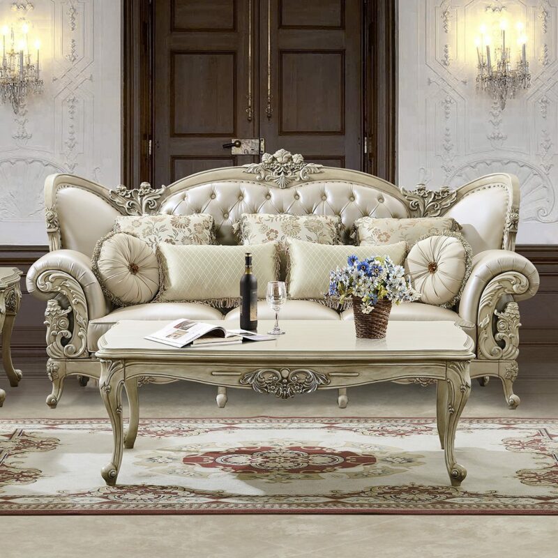 Plantation Cove White Sofa Hd-32 By Homey Design | Mobilia Cleopatra 3 Plantation Cove White Sofa HD-32 By Homey Design - Image 1
