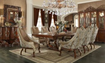 Brown Cherry 7PCs Dining Table Set HD-124 By Homey Design