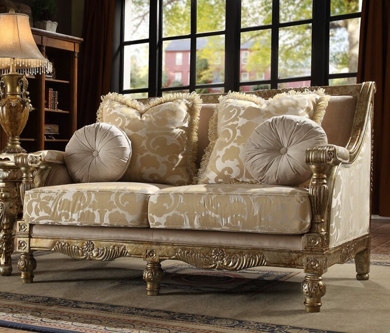Metallic Bright Gold Loveseat Hd-205 By Homey Design | Mobilia Cleopatra 3 Metallic Bright Gold Loveseat HD-205 By Homey Design - Image 1