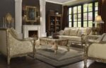 Metallic Bright Gold 3 PCs Sofa Set HD-205 By Homey Design