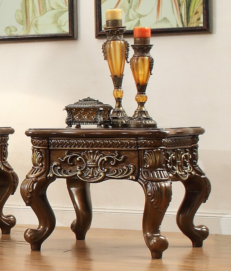 Met Ant Gold & Perfect Brown End Table Hd-1306 By Homey Design | Mobilia Cleopatra 3 Met Ant Gold & Perfect Brown End Table HD-1306 By Homey Design - Image 1