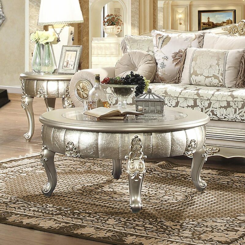 Belle Silver Coffee Table Hd-1560 By Homey Design | Mobilia Cleopatra 3 Belle Silver Coffee Table HD-1560 By Homey Design - Image 1