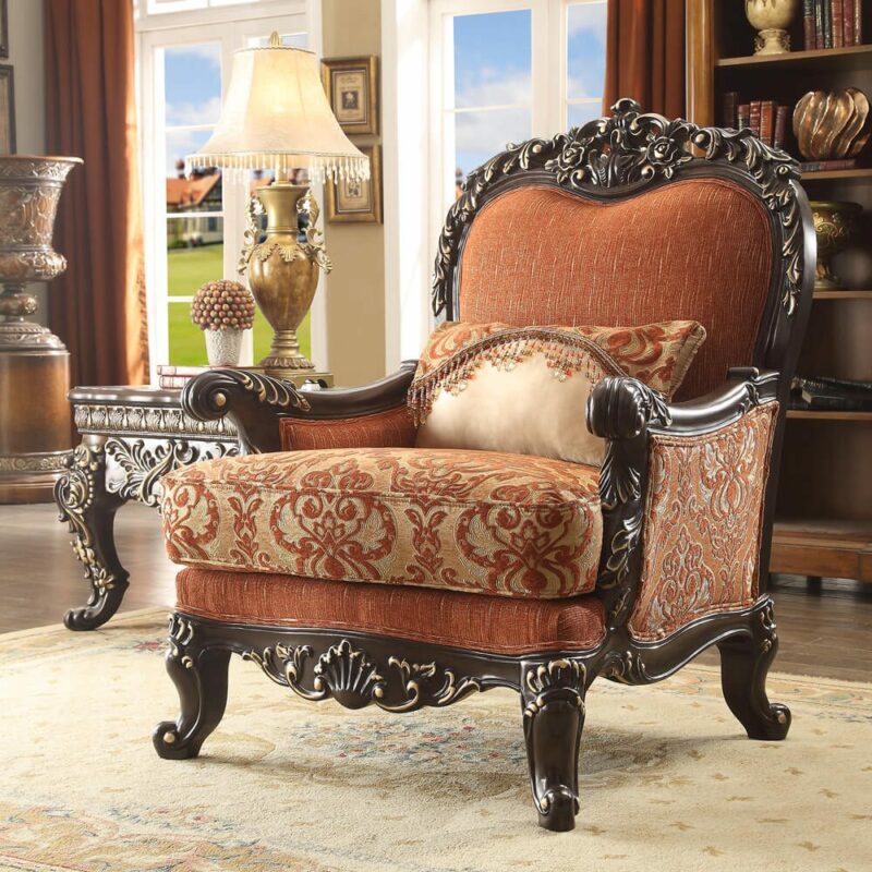 Brown Mahogany Chair Hd-2627 By Homey Design | Mobilia Cleopatra 3 Brown Mahogany Chair HD-2627 By Homey Design - Image 1